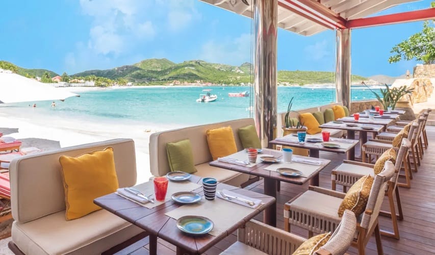 Dining at Sand Bar, Eden Rock St. Barths